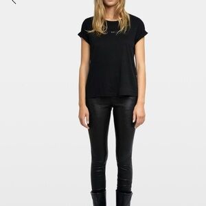 Zadig & Voltaire Black Phlame Crinkle Leather Pants